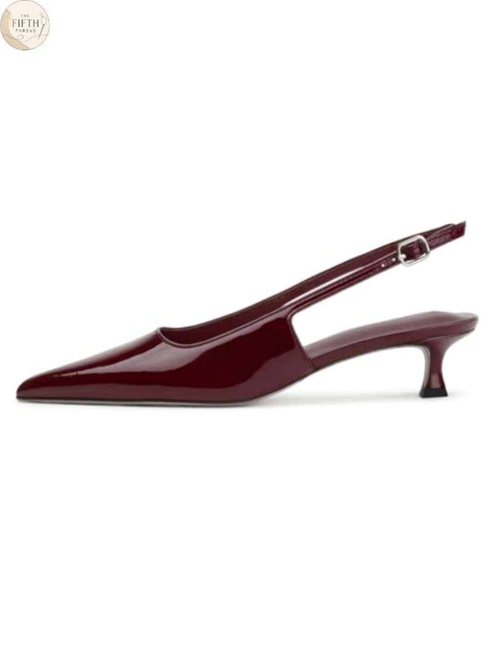 Kitten Heel Slingback Pumps Pointed Toe Low Heel Synthetic Shoes